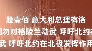 股壹佰 意大利总理梅洛尼警告美国勿对格陵兰动武 呼吁北约在北极发挥作用